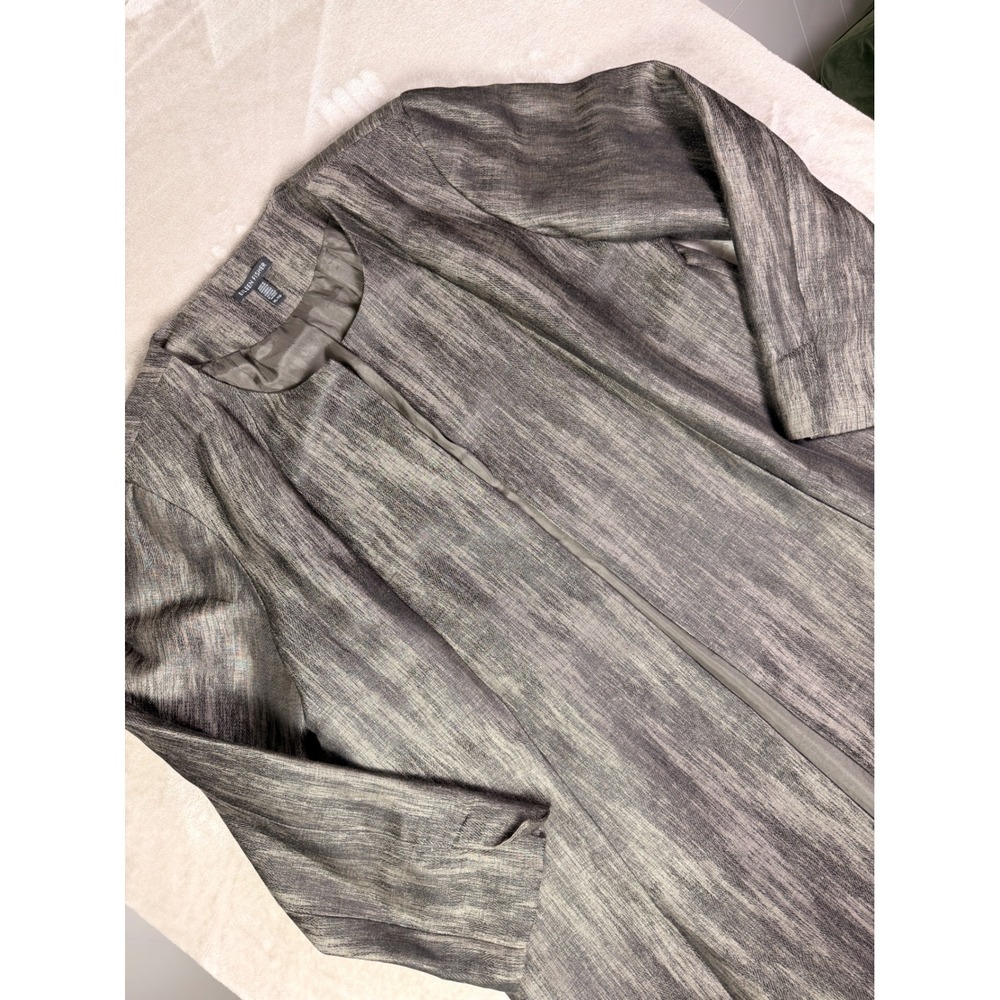 Eileen Fisher Open Front Long Jacket Size XL Linen Silk Cotton Mirage Grey‎ - Picture 6 of 11